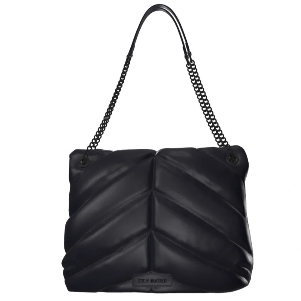 Steve Madden BBritta Black Puffy Bag with Black Chain - Picture 3 of 9